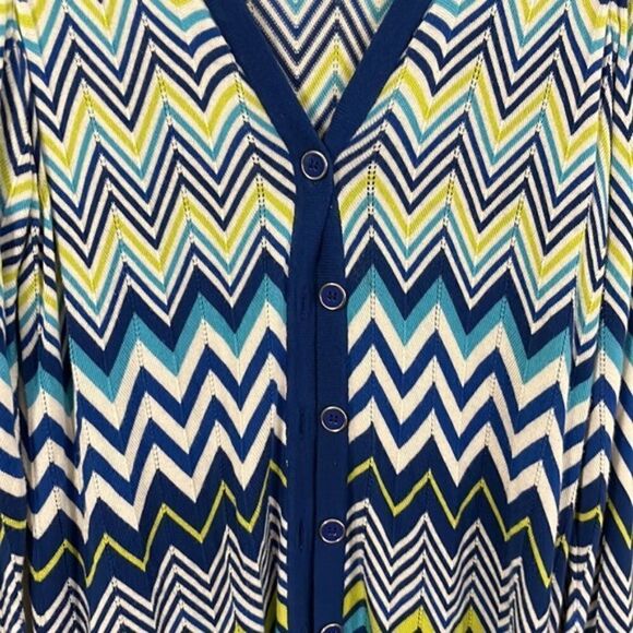 Lane Bryant Women's Blue Green Chevron Button-Down Knit Cardigan Size 18/20 NWOT - Picture 5 of 10